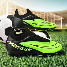 1 Pair Adult Student Unisex High-Top Outdoor Soccer Cleats, Professional Sports Shoes For Team Competition, Large Size Non-Slip Durable AG/FG Spikes For Natural Grass, Soft Ground, Leather Football Training Shoes With Laces, Lightweight High-Performance Anti-Slip Design, Top-Grade Soccer Boots, Factory Direct - Black and Green - View 7