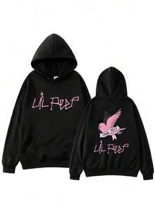 Rapper Lils Peepss Pink CryBabys Pink Print Hoodie Men Women Fashion Harajuku Hip Hop Oversized Sweatshirt Fleece Casual Pulloversideal Para Amigos Warm Winter Hoodie For Christmas - 黑色 - 查看 7