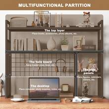 Durable Metal Desktop Shelf 37.4" 45.3" 4 Tier All Metal Desktop Bookshelf Heavy Duty Desk Display Storage Rack - 黑色 - 查看 4