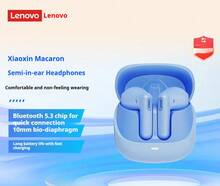 Lenovo سماعات أذن لاسلكية بلوتوث 5.3 من لينوفو شياوشين ماكارون، غشاء ثنائي الحياة 10 مم، عمر بطارية طويل، شحن سريع، انخفاض في التأخير للألعاب، تركيب مريح