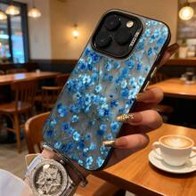 Funda de Teléfono Diseño de Flores Azules para Modelos de  y  Adecuada para Todas las Estaciones Opción de Regalo Ideal - Negro - Ver 7
