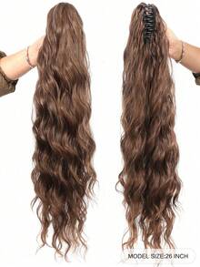 Synthetic 26Inch Long Wavy Claw Clip On Ponytail Hair Extension Blonde Ponytail Extension For Women Pony Tail Hair Hairpiece - Multicolor - View 16