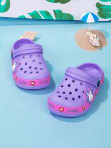 1 Pair Kids Soft EVA Breathable Non-Slip Wear-Resistant Cartoon Animal Design Beach Sandals, Cute Rabbit Clogs For Girls Garden/Beach, Summer - Purple - View 2