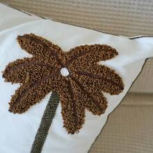 1件热带棕榈树刺绣抱枕套，波西米亚海滩风格家居装饰靠垫套，棕白刺绣枕套，中性色调棕榈刺绣装饰沙发抱枕套 - 彩色 - 查看 5