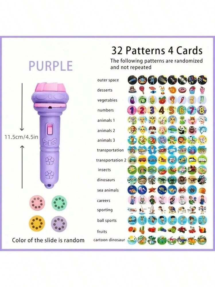 32pcs Children's Flashlight Projector Toy, Bedtime Fun Early Education Cognitive Toy, Dinosaur, Animal, Ocean, Numbers, Fruits, Projection Flashlight Educational Toy, Christmas & Halloween Gift - Multicolor - View 12