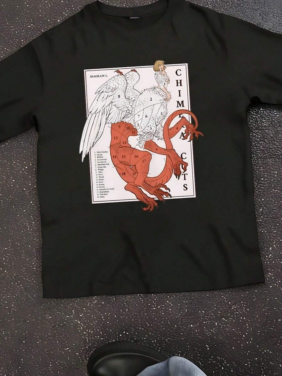 Delicious In Dungeon Falin Chimera Cuts Tshirt Fashion Women's Harajuku Marcille Chilchuck T-Shirt Unisex Vintage T - màu đen - Xem 1