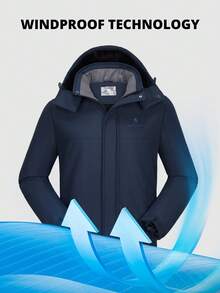 CAMEL CROWN 男士登山滑雪雪衣防水冬季外套單板滑雪風衣防風保暖連帽雪衣 - 藍色 - 查看 5