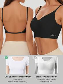 2pcs Women's Seamless Backless Strapless Bra - Lightweight & Breathable Thin Bridallingerie, Adjustable & Convertible Shoulder Straps, Light Support (Ideal For A/B Cup) - Wedding, Formal Dress, Camisole Underwear,Fall & Winter Wear - Multicolor - View 8