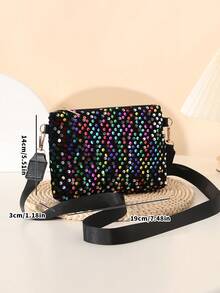 时尚荧光亮片女士手提包，简约斜挎手机包 - 彩色 - 查看 5