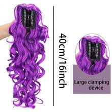 Purple Synthetic Fiber Material Ponytail Wig With A Tight Grip. It Has A Curly, Large Wave Style And Is Suitable For Wearing On Various Occasions Such As Christmas. - Multicolor - View 5