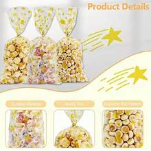 10/20/50 chiếc, Túi đựng đồ ăn nhẹ bằng giấy bóng kính trong suốt, Túi đựng kẹo bánh quy, Túi đựng quà bằng nhựa Polythene có dây buộc xoắn, Thích hợp cho tiệm bánh, sinh nhật, đám cưới, trang trí tiệc tùng, Eid Mubarak - Nhiều màu - Xem 8