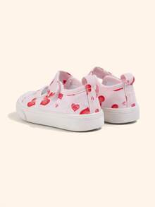 1 Pair Baby Girls' Heart-Shaped Fashion Cute Breathable Casual Flat Slip-On Shoes, Suitable For Spring Wear - Pink - View 6