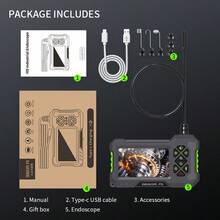 NATFIRE Industriekamera-Endoskop mit Beleuchtung, einstellbare Helligkeit, Inspektions-Boreskop, 4,3" IPS-Bildschirm, IP67 wasserdicht, 2600mAh Typ-C wiederaufladbarer Akku, 5m/16,4ft, inklusive Magnet, Haken, Seitenspiegel, runder Reflektorspiegel, flexibler Schwanenhals-Boreskop, geeignet für Rohrinspektion, Fahrzeugunterboden, industrielle Anwendungen, Kfz-Reparatur, Kfz-Diagnose, allgemeine Beobachtung, Kohlendetektion, visuelle Wartung, AC-Sonde - Verschiedenfarbig - Übersicht 9