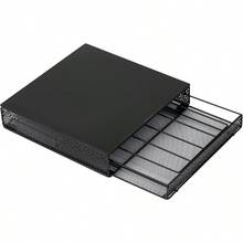 HAWT Single Serve Coffee Pod Drawer 36 Pod Capacity Countertop Organizer Metal 12.75" L X 13" W X 3" H Black - Black - View 7