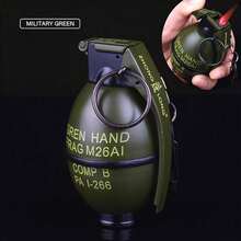 Grenade Shaped Windproof Lighter Series, Windproof Flashlight Lighter - Refillable  Lighter, Adjustable Multi-Function Outdoor BBQ, Kitchen, Camping EDC Tool, No Batteries Required Ideal Men's Gift - Christmas Present (No Nitrile Gas) - Green - View 7