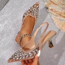 Women's Elegant Fashion Pointed Toe High Heel Shoes, Luxury Rhinestone High Heel Sandals For Evening Party Wedding - Multicolor - View 12