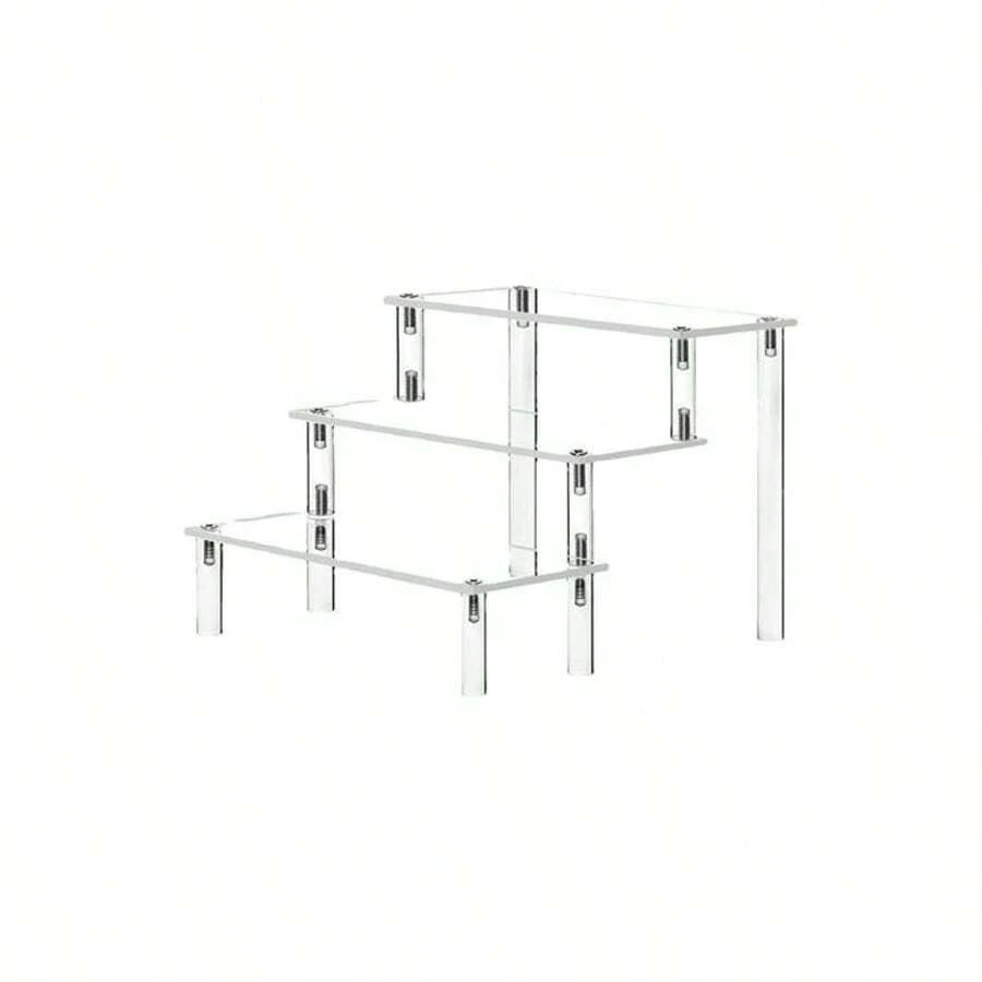 1套亚克力1-4层桌面展示架，可用于展示纸杯蛋糕、香水、手办、盲盒等，透明梯形收纳柜 - 白色 - 查看 1