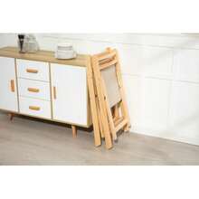 Solid Wood Folding Chair - Space-Saving, Durable & Stylish Design For Home, Office Use - Khaki - View 4