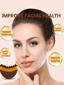 1件装淋巴引流面部按摩器及轮廓工具 - 用于缓解淋巴肿胀和浮肿，椭圆形刷毛设计，易于使用（无需吸力，操作简单），淋巴轮廓面部刷，干刷面部刷，淋巴引流按摩器，用于面部、下巴和下颌线塑形，符合人体工程学设计，精准贴合肌肤，缓解疲劳 - 彩色 - 查看 3