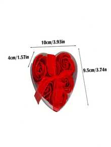 1 Pack, Heart-Shaped Rose Soap Flower Gift Valentine's Day Gift For Girlfriend Wedding Gift Simulation Soap Flower Box Set Creative Gifts - Multicolor - View 2