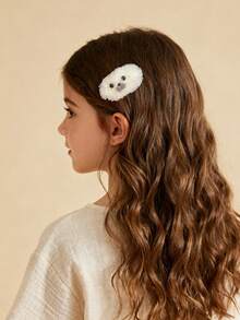 2件装可爱毛绒海豹发饰，适合女孩 - 简约侧边鸭嘴夹，带飘逸刘海，适合日常穿搭 - 彩色 - 查看 2