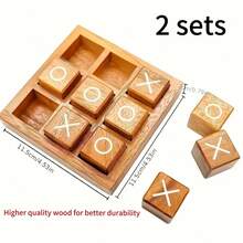 1/2 Pc Classic Wooden Tic Tac Toe Game Set, Suitable For All Ages - Perfect Family Game Night & Home Decor | Suitable For Coffee Table, Living Room, And Desk, Entertaining Tabletop Puzzle Game, Durable Wood, Fun Board Game, Ideal For Adult Game Night, Wonderful Gift Choice - Brown - View 13