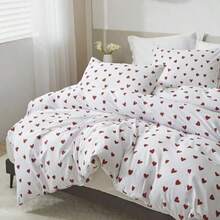 Brown Green Red Gingham Buffalo Plaid Duvet Cover King 100% Washed Cotton Vintage Checkered Duvet Cover Set Retro 3 Piece Grid Bedding Set With Zipper Closure Corner Tioft Easy Care - 國王+紅心 - 查看 3