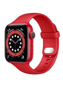 St.Siabe 1件装男女通用时尚运动纯色硅胶表带，兼容 38mm 40mm 41mm 45mm 44mm 42mm 49mm，柔软舒适透气防水腕带，适用于Series SE/8/7/6/5/4/3/2/1 - 紅色 - 查看 5