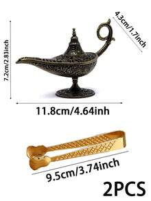 1/2 chiếc lư hương hình đèn và kẹp hương màu vàng, thích hợp để đốt xô thơm, sáp thơm, trang trí nhà cửa theo phong cách cổ điển, trang trí nhà cửa sáng tạo cá nhân hóa. - Đồng - Xem 12