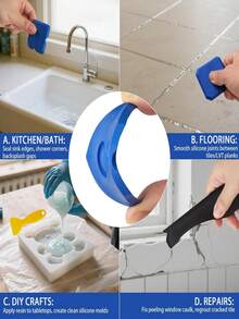 Kit de Herramientas para Lechada y Silicona, 12 Piezas para Alisar y Acabar, Ideal para Trabajar con Azulejos y Rejuntar, Color Azul - Azul - Ver 6