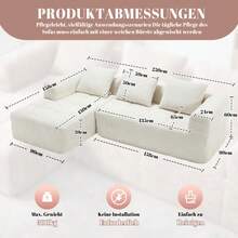Modern Sectionalsofa, L-Sofa, 3-Sitzer-Sofa, keine Installation erforderlich, Chenille-Sofa mit Chaiselongue und Armlehnen, 3 Kissen, Seitentasche für Fernbedienung, Bege - Bege - Ver 2