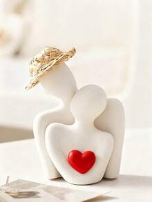1件现代浪漫爱情拥抱摆件，饰以红色爱心，独特的抽象情侣拥抱树脂摆件 - 多功能家居及办公装饰，非常适合摆放在书架、玄关、卧室、客厅，是完美的 情人节礼物 - 彩色 - 查看 6