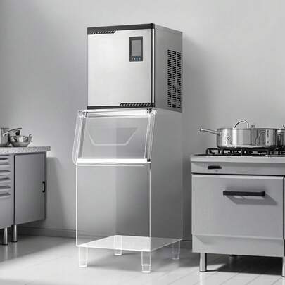 Commercial Ice Maker Machine - Head, 300 Lbs/Day Stainless Steel Ice Machine With Scheduled Ice-Making, Self-Cleaning, Adjustable Thickness, Ideal For Restaurant Bar Cafe Hotel - Head Only