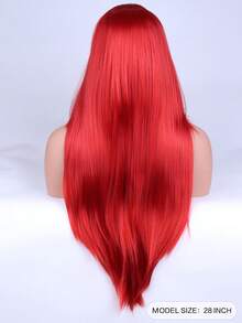 28-Inch Long Straight Red Wig, Suitable For Daily Wear, Parties And Festivals