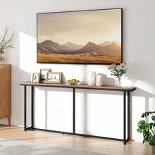Costoffs Console Table 180cm Entryway Table, Modern Side Table Simple Long Table For Hallway/Living Room/Home/Office, Rustic Brown - Rustic Brown - View 1
