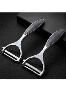 1 件装重型不锈钢蔬菜切碎削皮器 - 多功能工具，握感舒适，使用轻松，是准备水果/沙拉/薯片/香草的理想之选，小巧设计适合小型厨房、旅行包和露营装备，经久耐用且易于维护的厨房小工具