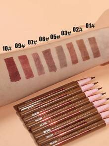 W3W Long-Lasting Waterproof Matte Nude & Deep Brown Lip Liner Pencil, High Color Payoff, Creamy Texture, Sponge Tip Applicator, Smooth Application, Waterproof & Smudge-Proof, Long-Wearing, Easy To Use Lip Liner