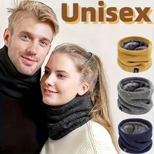 1pc Solid Color Thermal Lined Neck Warmer, Casual Cold-Proof Unisex Scarf, Suitable For Daily Wear, Autumn/Winter,Holiday,Travel - Black - View 2