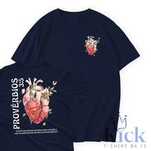Camiseta T-Shirt Sala do banquete - Cânticos 2:4 camisa unissex 100% algodão - Azul Marinho - Visão 2