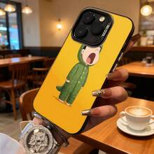 Funda de Teléfono con Estampado de Dinosaurio Amarillo para Niño, para iPhone 14 13 12 11 Pro Max y  Galaxy S23 S22 S21 S20, Opción de Regalo Ideal para Todas las Estaciones - Negro - Ver 7