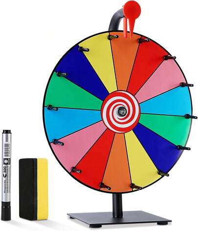 12 Inch Spinning Wheel For Prizes, 14 Slots Prize Wheel With Stand, Customizable Spinner Game For Classroom, Carnival, And Office Events,31253623