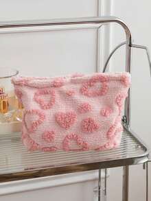 This Cute Large-Capacity Cosmetic Bag Features An Embroidered Bow, Serving As Both A Portable Travel Organizer And A Toiletry Bag, Perfect For Storing Makeup, Skincare Products, Toiletries, And Makeup Brushes. It Is An Ideal Choice For Autumn, Winter, And The Christmas Season.,Pouch,Makeup Pouch,Travel Essential - Multicolor - View 6