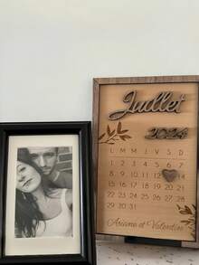 Custom Anniversary Gift For Couples Personalized Save The Date Calendar Plaque Wooden Marriage Engagement Signs - Multicolor - View 4