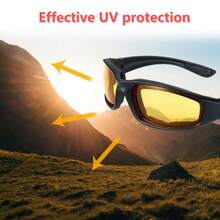 1副摩托车运动护目镜，防风防护眼镜，透明运动眼镜，骑行眼镜 - 黑色 - 查看 4