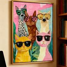 1 Tranh treo tường hình chó và mèo ngộ nghĩnh, Áp phích chân dung động vật vui nhộn, Trang trí cho người yêu thú cưng đầy màu sắc, Nghệ thuật treo tường hiện đại kỳ quặc, Trang trí tường, Áp phích phong cách tối giản hiện đại, Trang trí phòng khách và phòng ngủ, Trang trí phòng tắm, Quà tặng lý tưởng, Không có khung - Nhiều màu - Xem 8