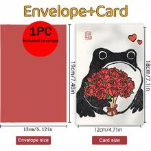 趣味青蛙情人节爱情卡，情人节搞笑浪漫祝福，可爱浪漫专属告白卡，送给伴侣和爱人的告白礼物，带信封的感谢卡，节日贺卡，祝福卡，空白卡