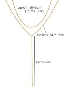 1pc Stainless Steel Exquisite Gold/Silver Necklace Double-Layer Elegant Long Necklace Y-Shaped Pendant Necklace For Women Daily Wear - Y Necklac - View 5