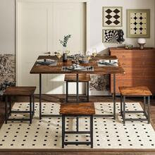 Mesas de Comedor, Mesas de Comedor 4 Personas - Mesas Comedors 4 sillas Robusto y Ahorra Espacio (80x80cm, marrón rústico) (Color Retro) - Café integral - Ver 5