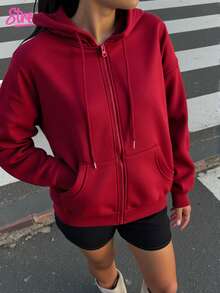 Weihnachten Neue Damen Oversized Loose Fit Reißverschluss Vorne Sweatshirt, Kordelzugverschluss, Dicke Samt Langarm Kapuzen Sweatshirt, Geeignet für Herbst/Winter Outdoor Lässig Sport und Feiertagskleidung - Weihnachtsgeschenke