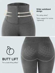 1 Stück Damen Thermohose mit hoher Taille in Große Größen - Dunkelgrau - Übersicht 4